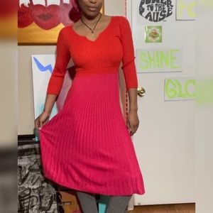 Two tone ribbed dress flair fit SUPER CUTE